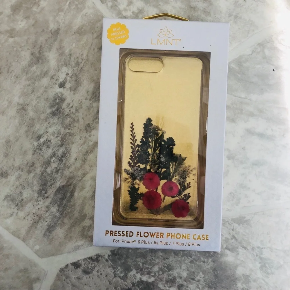 NWT LMNT pressed real flowers protective iPhone case 6 & 6s 7 & 8 plus